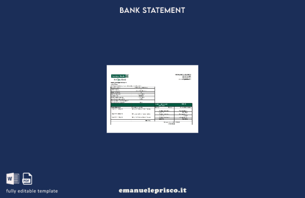 Modello Excel di estratto conto bancario Sri Lanka Amana in stile verificato